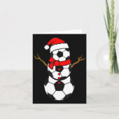 Soccer Santa Hat Snowman Xmas Funny Soccer Lover C Kaart (Voorkant)