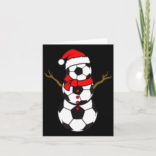 Soccer Santa Hat Snowman Xmas Funny Soccer Lover C Kaart (Voorkant)