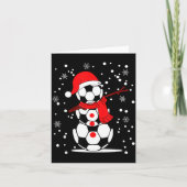 Soccer Santa Hat Snowman Xmas Funny Soccer Lover C Kaart (Voorkant)
