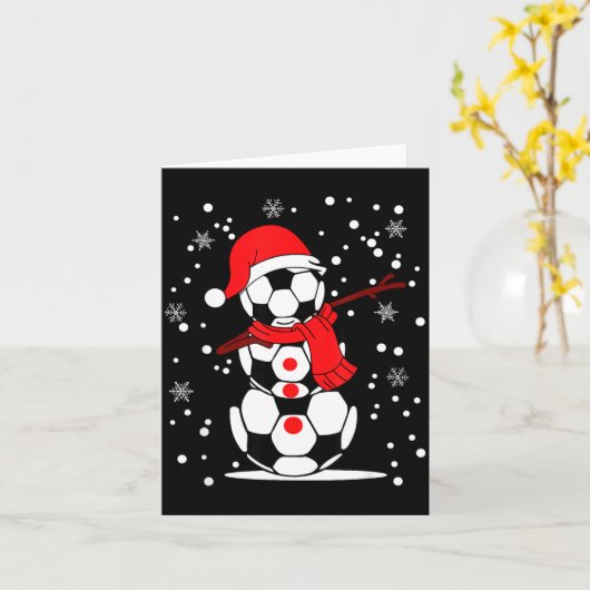 Soccer Santa Hat Snowman Xmas Funny Soccer Lover C Kaart (Gele Bloem)