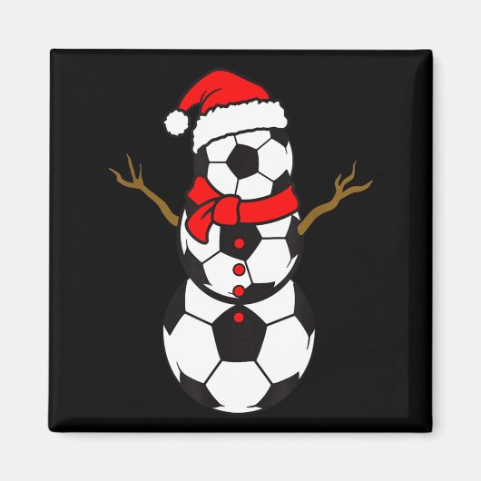 Soccer Santa Hat Snowman Xmas Funny Soccer Lover C Magneet (Voorkant)