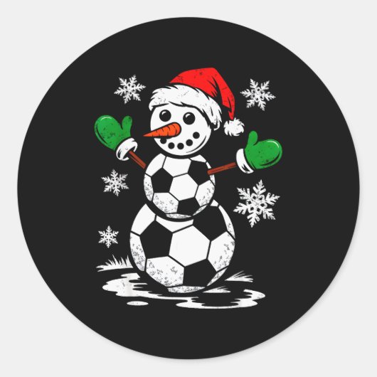 Soccer Santa Hat Snowman Xmas Funny Soccer Lover C Ronde Sticker (Voorkant)