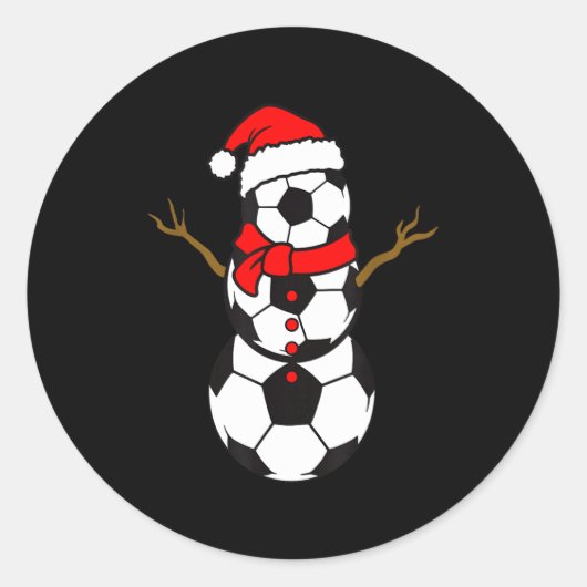 Soccer Santa Hat Snowman Xmas Funny Soccer Lover C Ronde Sticker (Voorkant)