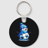 Soccer Santa Hat Snowman Xmas Funny Soccer Lover C Sleutelhanger (Voorkant)