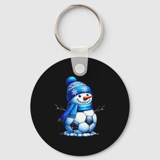 Soccer Santa Hat Snowman Xmas Funny Soccer Lover C Sleutelhanger (Voorkant)