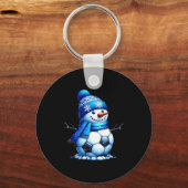 Soccer Santa Hat Snowman Xmas Funny Soccer Lover C Sleutelhanger (Voorkant)
