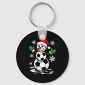 Soccer Santa Hat Snowman Xmas Funny Soccer Lover C Sleutelhanger (Voorkant)