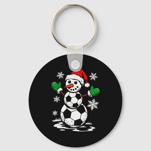 Soccer Santa Hat Snowman Xmas Funny Soccer Lover C Sleutelhanger (Voorkant)