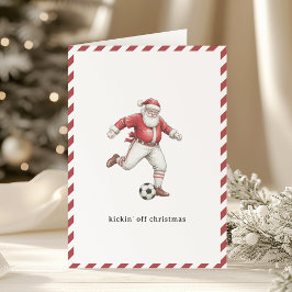Soccer Santa Kickoff to Christmas Feestdagen Kaart
