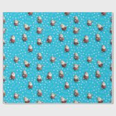 Soccer Santa on Bright Turquoise Blue Cadeaupapier (Vlak)