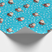 Soccer Santa on Bright Turquoise Blue Cadeaupapier (Hoek)