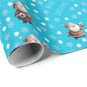 Soccer Santa on Bright Turquoise Blue Cadeaupapier (Rol Hoek)