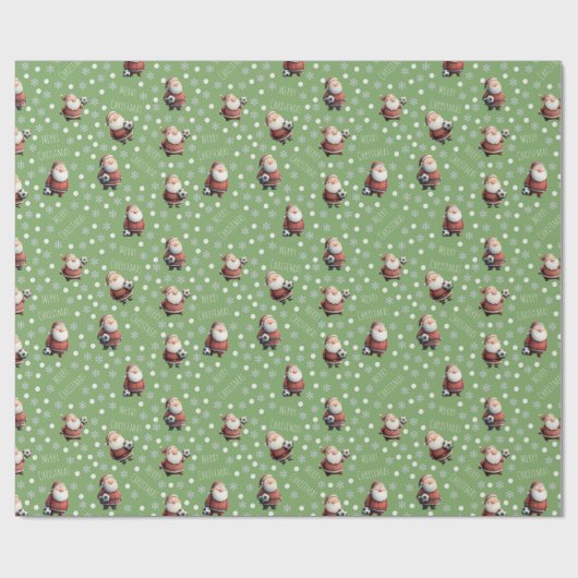 Soccer Santa on Dollar Bill Green Cadeaupapier (Vlak)