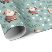 Soccer Santa on Light Viridian Green Cadeaupapier (Rol Hoek)