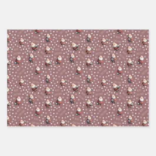 Soccer Santa on Rose Taupe Inpakpapier Vel (Voorkant 3)