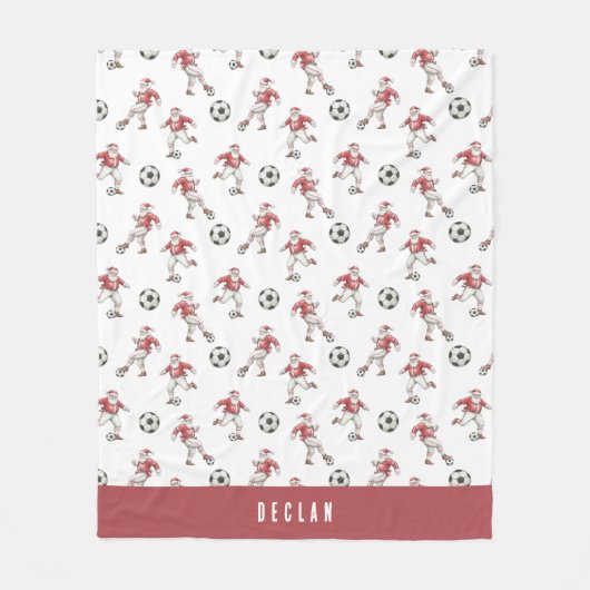 Soccer Santa Personalized Christmas Fleece Deken (Voorkant)