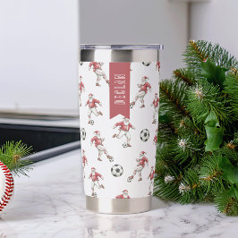 Soccer Santa Personalized Christmas Geïsoleerde Drinkbeker