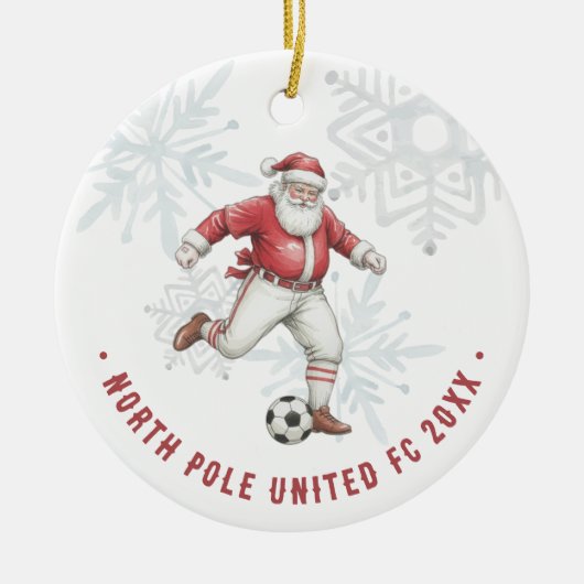 Soccer Santa Personalized Photo Keramisch Ornament (Voorkant)