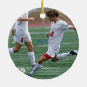 Soccer Santa Personalized Photo Keramisch Ornament (Achterkant)