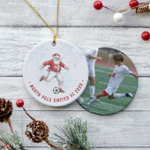 Soccer Santa Personalized Photo Keramisch Ornament