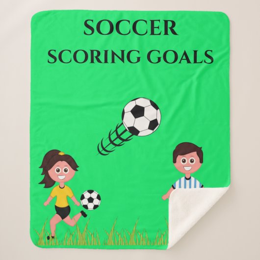 SOCCER " SCORING GOALS " BLANKET VOOR KINDEREN! SHERPA DEKEN (Voorkant)