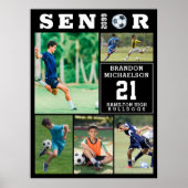 Soccer Senior Graduation 5 Photo Collage Poster (Voorkant)