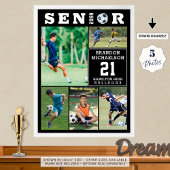 Soccer Senior Graduation 5 Photo Collage Poster