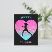 Soccer Sequins Heart Briefkaart (Staand voorkant)