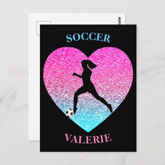 Soccer Sequins Heart Briefkaart (Voorkant / Achterkant)