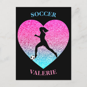 Soccer Sequins Heart Briefkaart