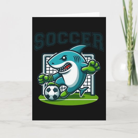 Soccer Shark Playing Soccer Kaart (Voorkant)