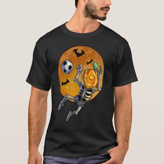 Soccer Skeleton Halloween Mannen Boys Soccer Halow T-shirt (Voorkant)