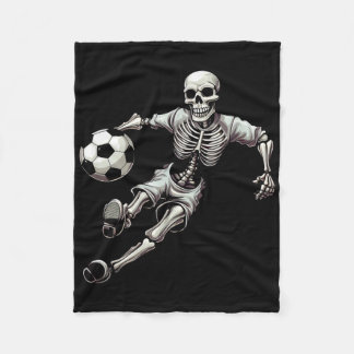 Soccer Skeleton Playing Soccer Halloween Skull Lov Fleece Deken