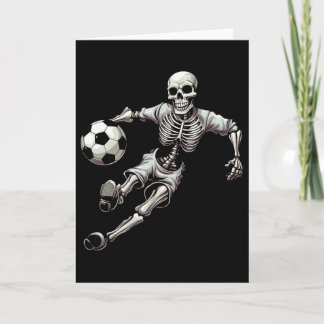 Soccer Skeleton Playing Soccer Halloween Skull Lov Kaart