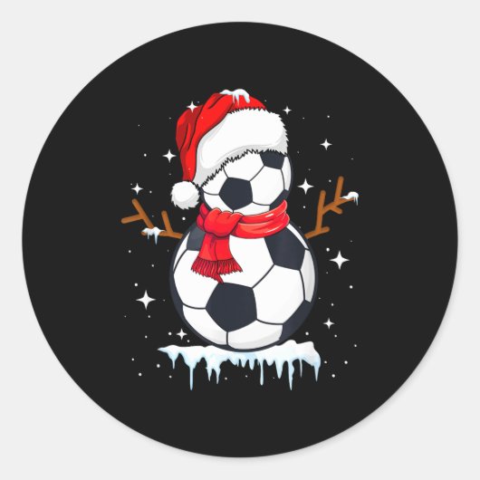 Soccer Snowman Apparel, Funny Santa Christmas Men  Ronde Sticker (Voorkant)