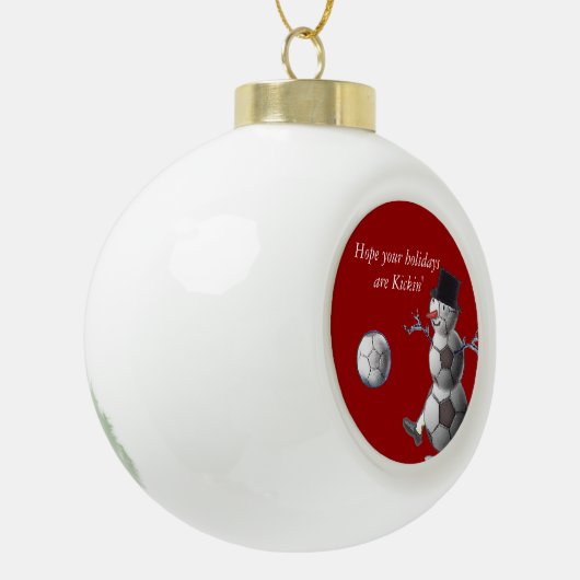 Soccer Snowman Keramische Bal Ornament (Links)