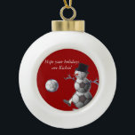 Soccer Snowman Keramische Bal Ornament<br><div class="desc">Wat een dikke taart is deze schattige sneeuwman... ...  een geweldige versiering om de kerstboom te versieren voor elke sportliefhebber.</div>