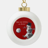Soccer Snowman Keramische Bal Ornament (Voorkant)