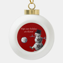 Soccer Snowman Keramische Bal Ornament