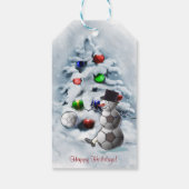 Soccer Snowman Kerstmis Cadeaulabel (Achterkant)