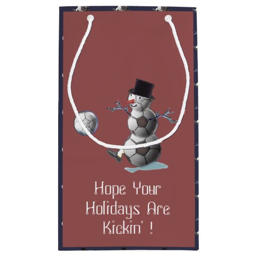 Soccer Snowman Kerstmis Klein Cadeauzakje (Achterkant)