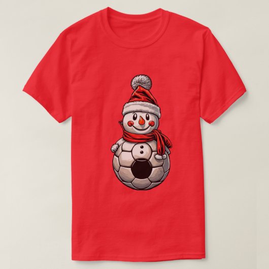 Soccer Snowman Kerstmis T-shirt (Design voorkant)