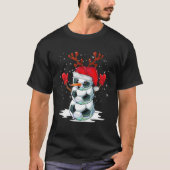 Soccer Snowman Kerstpyjama Santa Hat Reindee T-shirt (Voorkant)
