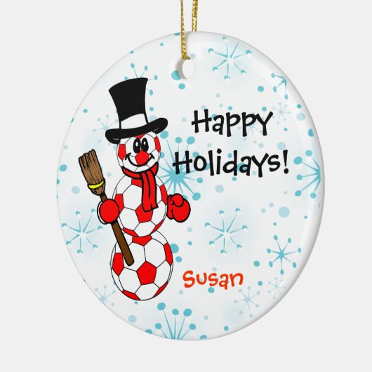 Soccer Snowman Personalize Ornament (Links)