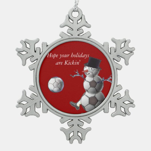 Soccer Snowman Tin Sneeuwvlok Ornament (Voorkant)