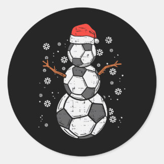 Soccer Snowman Xmas Christmas Sports Boys Girls  Ronde Sticker