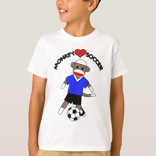 Soccer Sock Monkey (blauw) - Kinder T-Shirt (Voorkant)