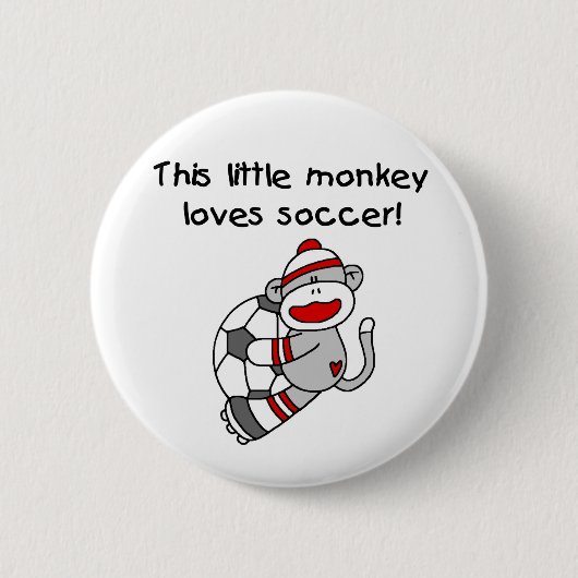 Soccer Sock Monkey Ronde Button 5,7 Cm (Voorkant)
