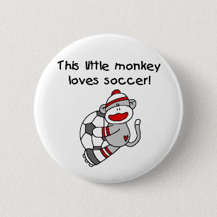 Soccer Sock Monkey Ronde Button 5,7 Cm