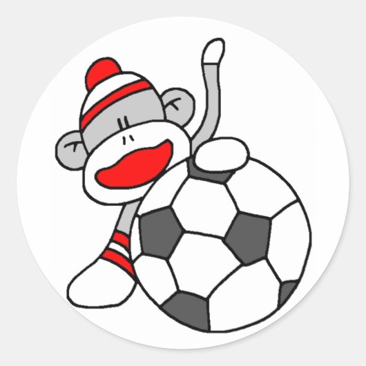 Soccer Sock Monkey Ronde Sticker (Voorkant)
